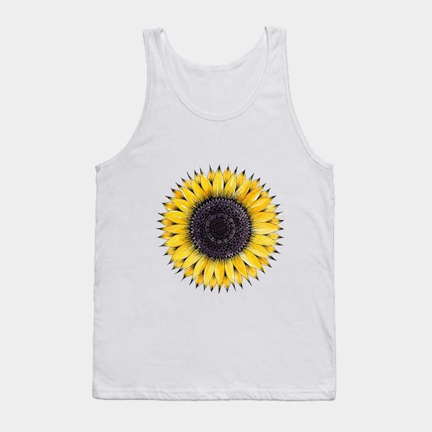 Sunflower Mandala | Watercolor and Ink Tank Top by ChipiArtPrints